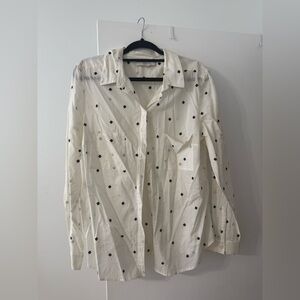 LOFT White Shirt with Black Pattern